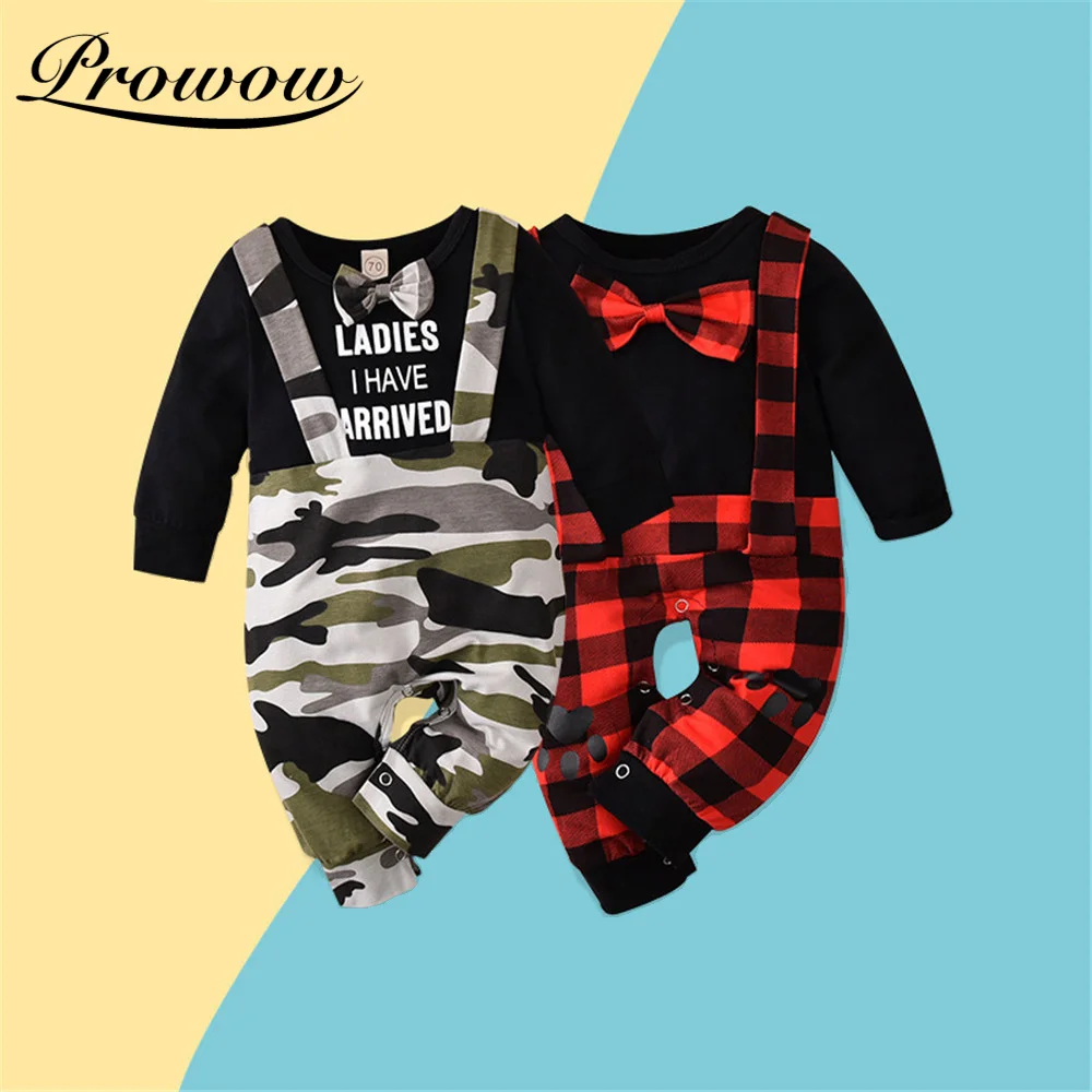 

Prowow Handsome Baby Boy Overalls Plaid Jumpsuit For Kids Newborns Clothing Autumn Winter Baby's Rompers Patchwork Infant Outfit