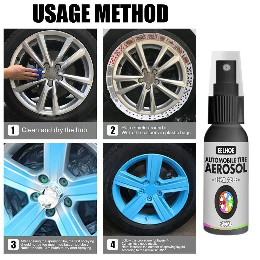 

30ml Eelhoe Wheel Spray Film Car Tire Color Change Spraying Paint Self-painting Hand-tearable Film Hub Accessory Wheel Pain R8a6