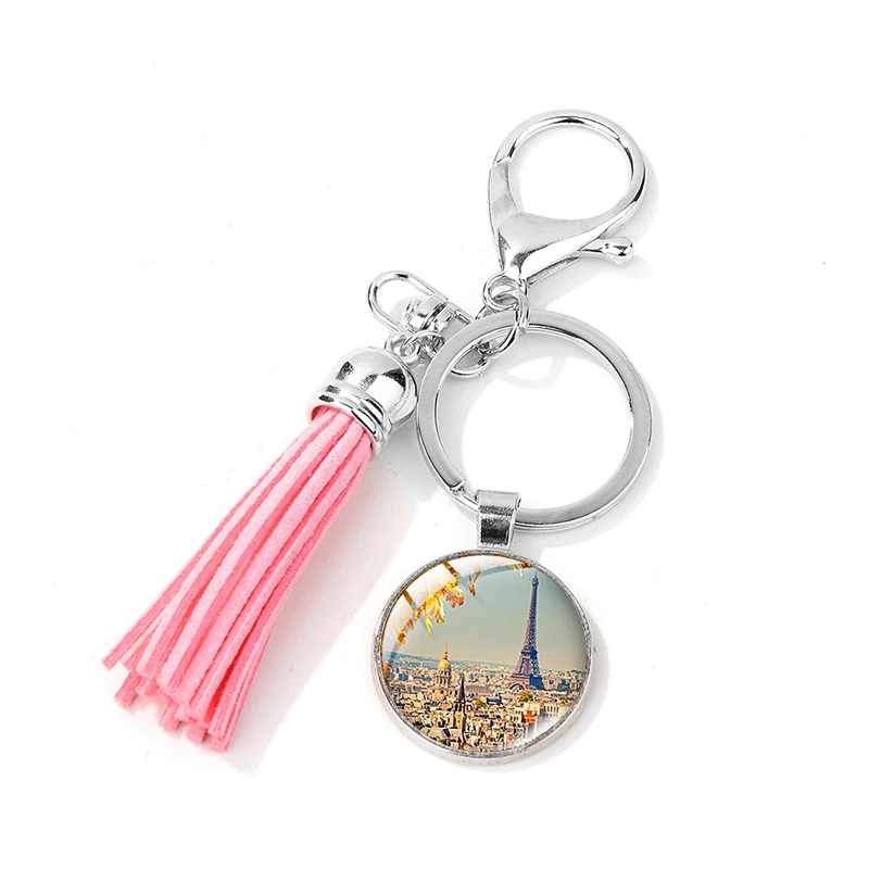 Азиатских последняя Франция Париж Брелок Эйфелева башня Стекло картина розовый