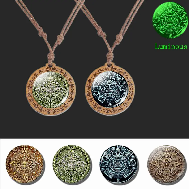 Светящийся календарь майя деревянное ожерелье винтажный Майя Тотем ацтекский