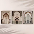 Настенная картина Boho на холсте, марокканская дверь, мечеть, архитектура, скандинавские плакаты и принты, декоративные настенные картины для гостиной Ro