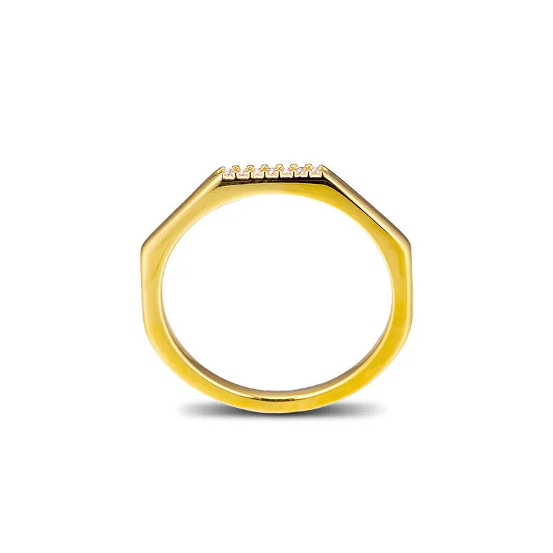 

Clear CZ Multifaceted Rings for Women 2019 New Golden Shine Jewelry Women Rings Crystal Design 925 Sterling Silver Jewelry