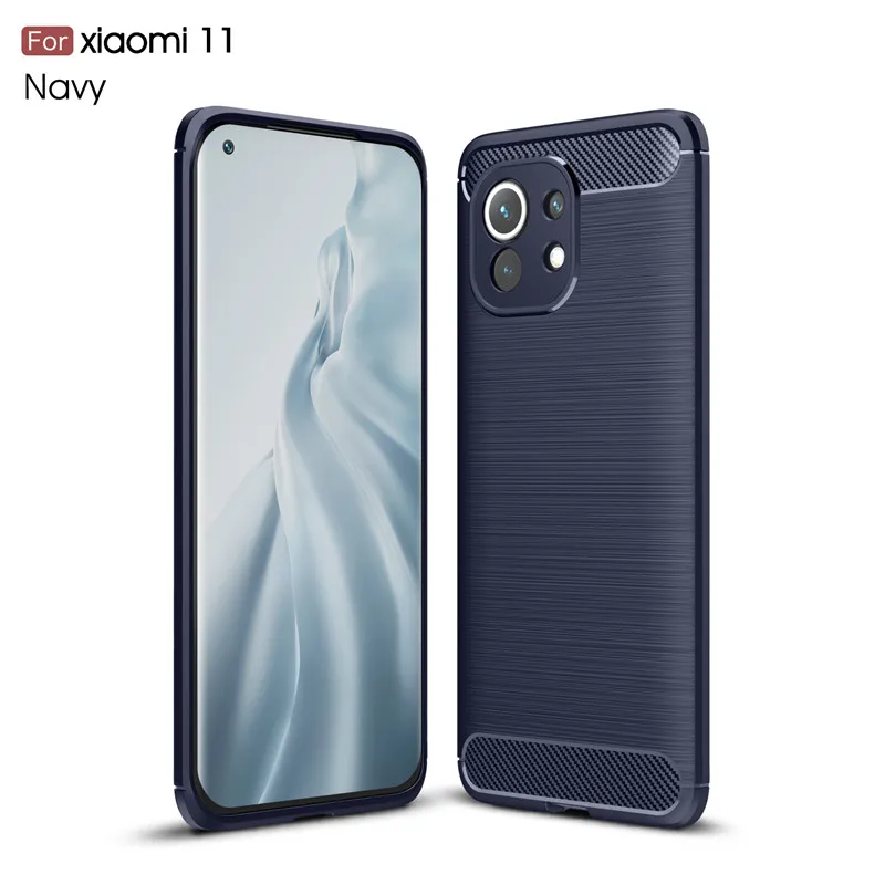 leather case for xiaomi Dành Cho Xiaomi Mi 11 Ốp Lưng Chống Sốc Sợi Carbon Dẻo Silicone Ốp Lưng Điện Thoại Xiaomi Mi11 Mi 11 Mềm Mại Ốp Lưng TPU xiaomi leather case case