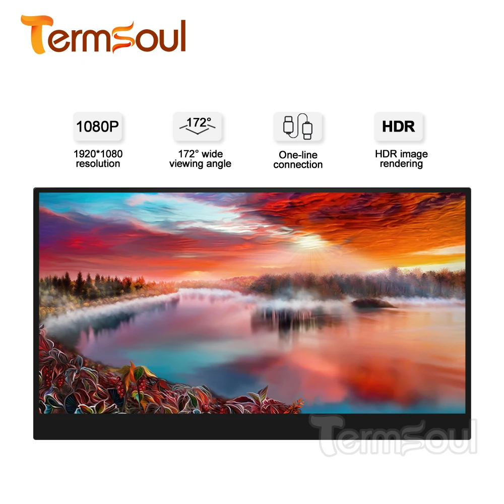 Портативный монитор Termsoul 15 6 дюймовый экран HDMI Type C USB IPS для ноутбука XBox Switch
