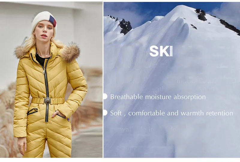 New Women Ski jacket and Pant Ski suits Females Jumpsuit Women Snowboard Waterproof Overall Russia