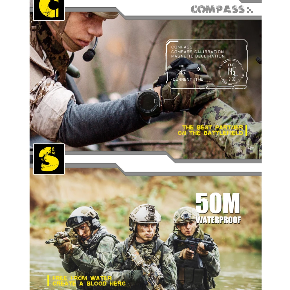 Мужские спортивные часы NORTH EDGE альтиметр барометр компас термометр шагомер