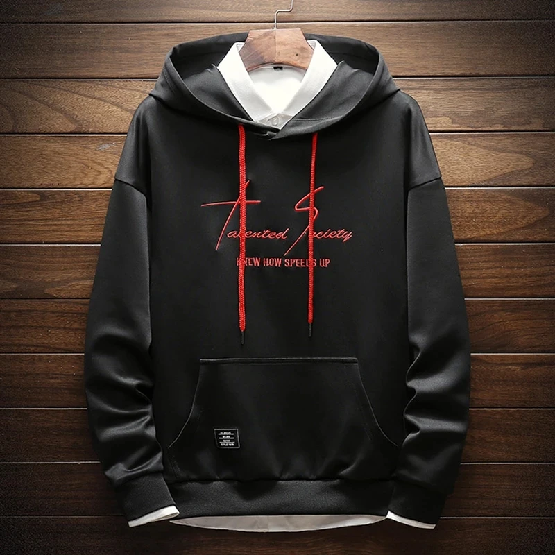 

Men Embroidery Hoodie 2021Brand Clothing New Mens Hoodies Sweatshirts Casual Hooded Sweatshirt Letter Print Hip Hop Hoodies Men