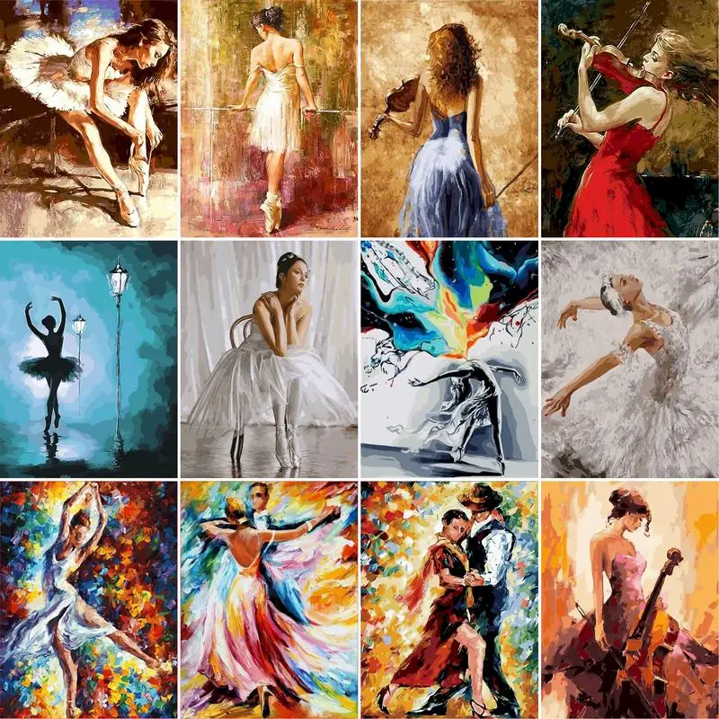 

60x75cm DIY Oil Painting By Numbers Dancing girl Paint By Numbers Figure Wall Art Picture Home Decor Art