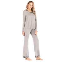 womens bamboo viscose pajama set comfy sleepwear short sleeve top with pants pjs petite plus size