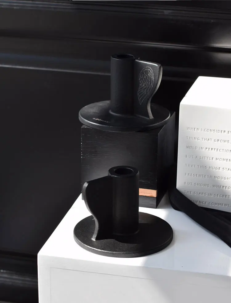 

Small Black Candle Holder Metal Iron Vintage Nordic Style Candle Holder Pillar Garden Kerzenhalter Home Decoretion WE50ZT