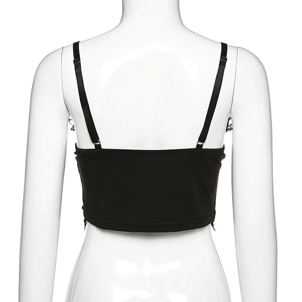 Кружевной сексуальный топ на бретелях женский черный укороченный лето 2020