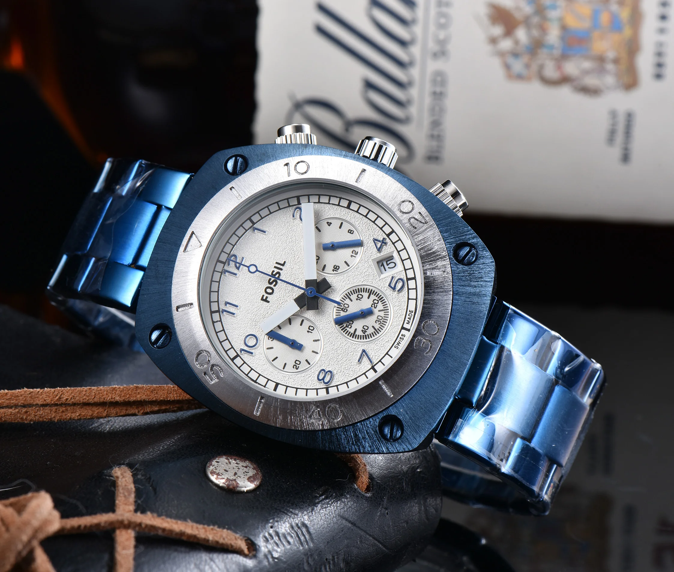 

Fossil Men Watch Nate Chronograph Black Stainless Steel Watch Black Dial Quartz Metal Casual AAA Watch