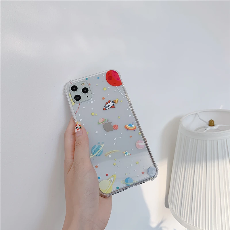 Мультяшный противоударный чехол для телефона с изображением звездного неба