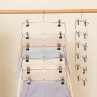 foldable clothes rack 6 layer skirt pants shorts hanger rotatable 12 clips clothing holder multifunctional home coat hangers