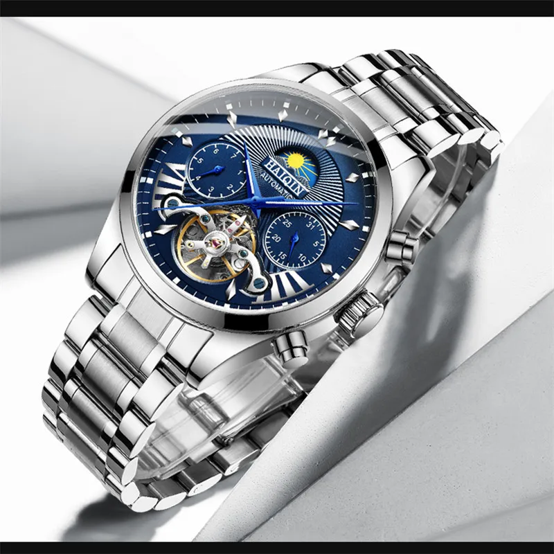 Новые Роскошные автоматические механические часы HAIQIN для мужчин Классические