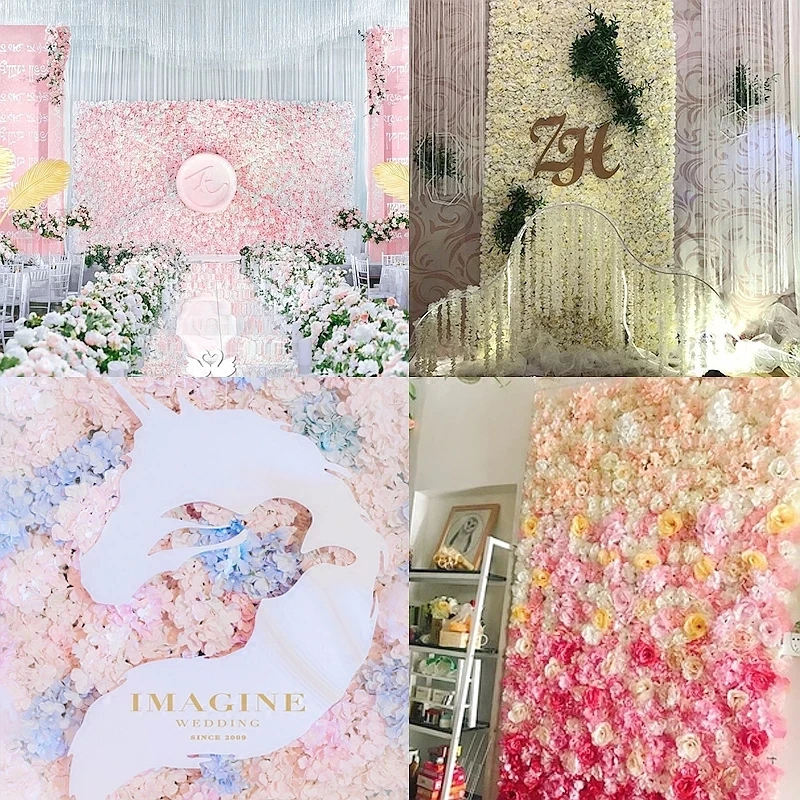 

40x60cm Artificial Rose Flower Wall Wedding Decoration Backdrop Champagne Artificial Flower Flower Wall Romantic Wedding Decor
