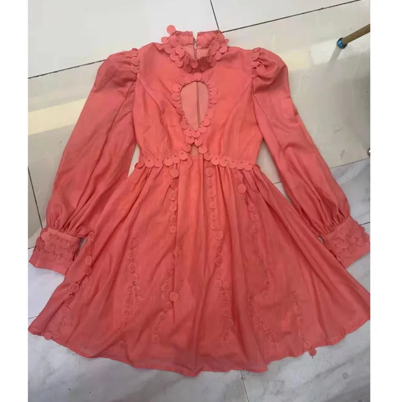 

GVUW Women autumn 2021 Runway Designer Print Midi Dress Embroidery Red Stand Collar Show Celebrity Prom Chic KB7002