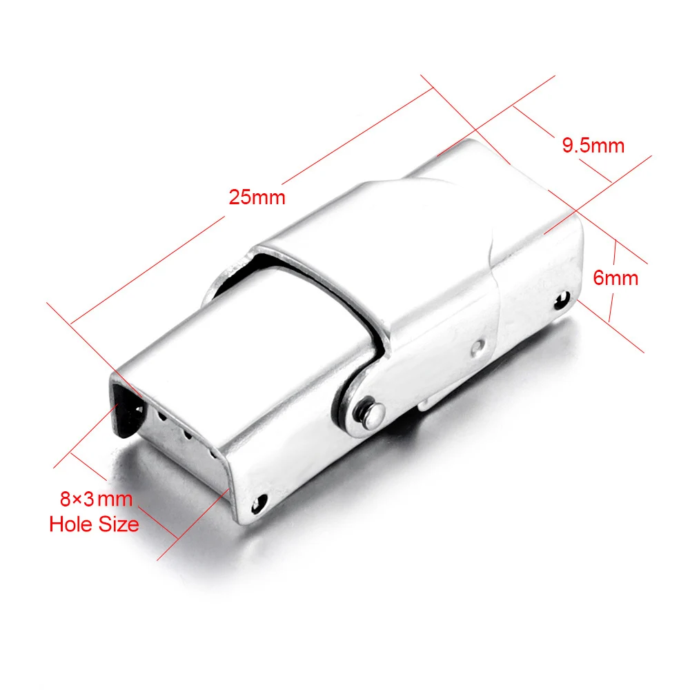 Fit 8x3mm 10 шт. застежка из нержавеющей стали обжимной челюсти крюк часы ремешок застежки для кожаный браслет ювелирных изделий DIY разъемы пряжки поставки - Цвет: Fit 8x3mm