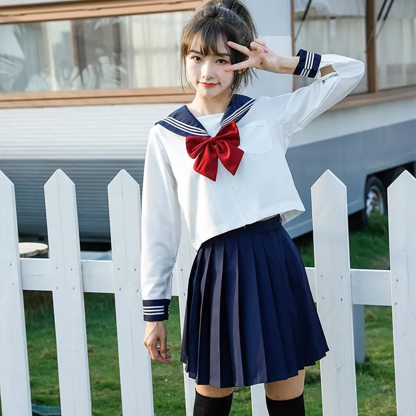 Японская Корейская версия школьная Униформа Jk для девочек на Хэллоуин женский старшеклассный морской моряк Косплей плиссированная юбка ко... от AliExpress RU&CIS NEW