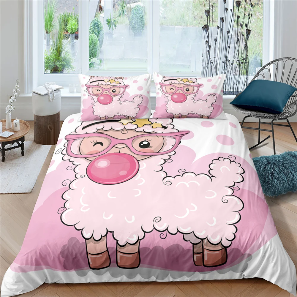 Альпака с забавными овечками 3D постельные комплекты детских пижам героями