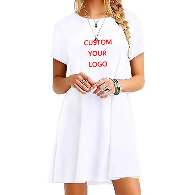 Женское однотонное платье с коротким рукавом повседневное летнее праздничное