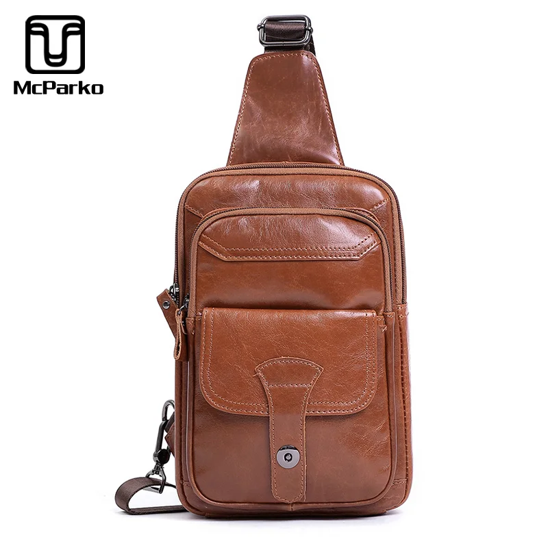 

Fashion Chest Bags For Men Genuine Cowhide Leather Bags Men Vintage Crossbody Bags Black Brown
