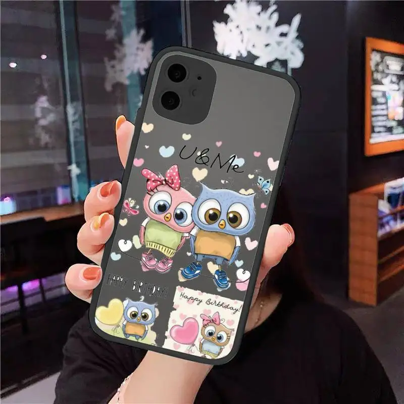 

cute Owl Lover Cartoon Phone Cases matte transparent For iphone 7 8 11 12 plus mini x xs xr pro max cover