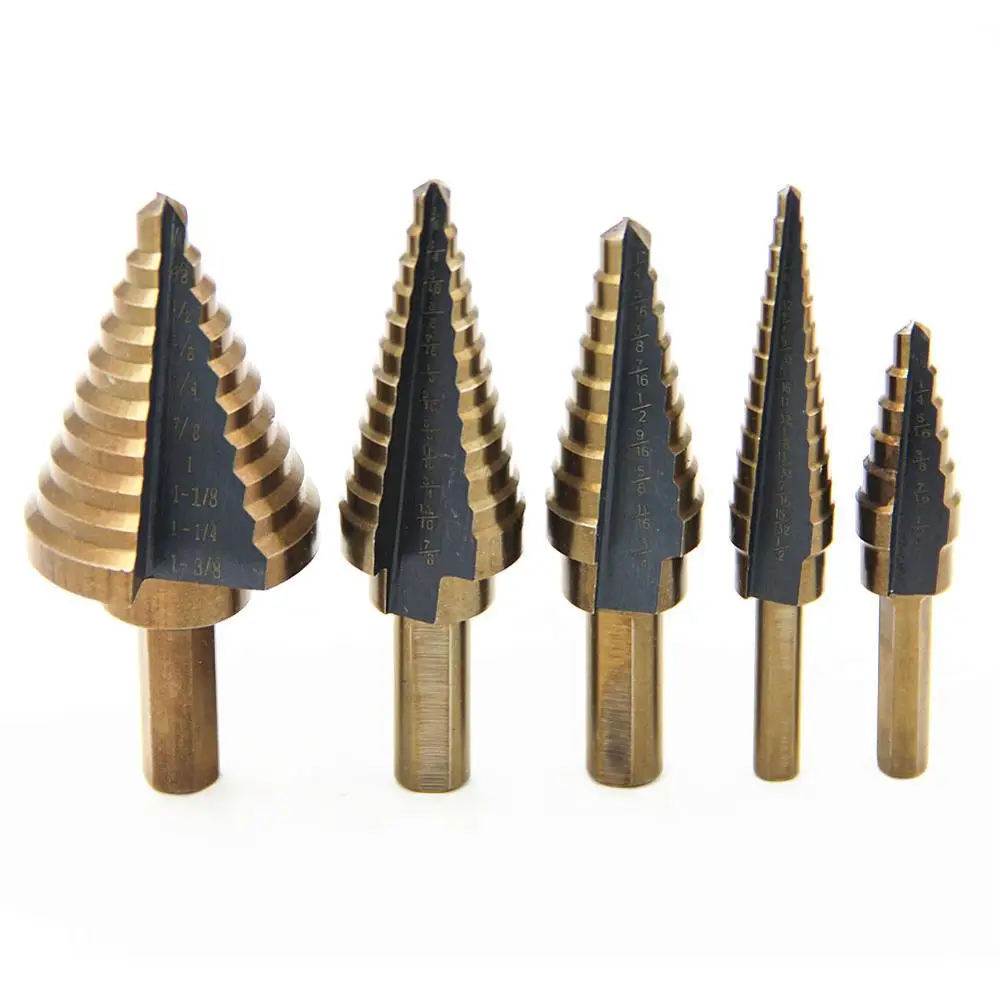 Шаг конус сверло для металла дерева 5 шт. 1/4 Hss Кобальт Титан конический Карбид