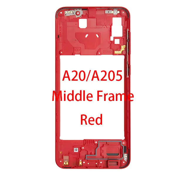 Для samsung A20 A30 A40 A50 A205F A305F A405F A505F спереди Корпус ЖК-дисплей средняя рамка задняя пластинчатый Корпус чехол-накладка - Цвет: A20 mid-frame-Red