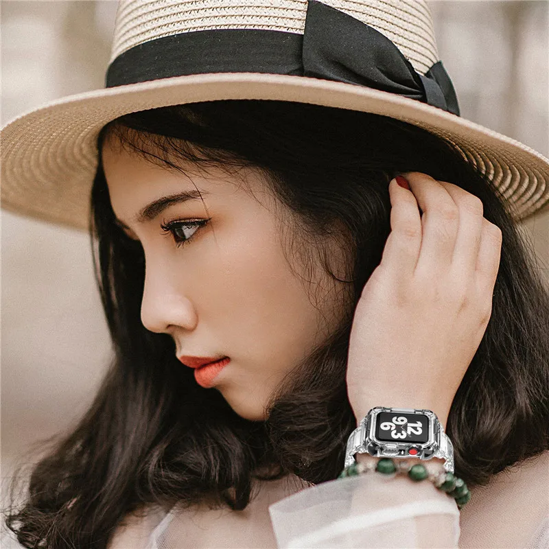 

Newest Strap for Apple Watch Band Series SE 6 5 4 42mm 44mm Transparent for iWatch bracelet 3 21 38mm 40mm Watchband accessories