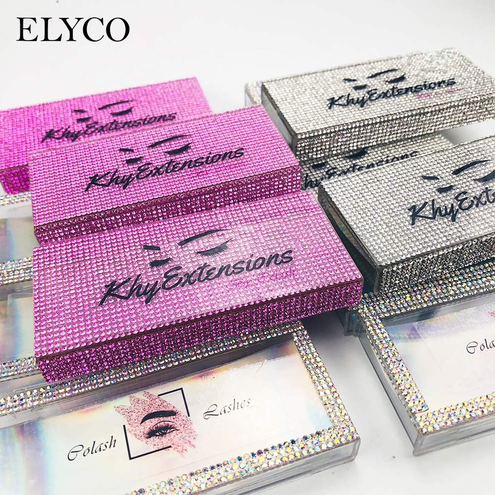 ELYCO 30pcs/50pcs diamond mink eyelash packaging packaging fake 3d mink eyelashes boxes diamond case lashes empty