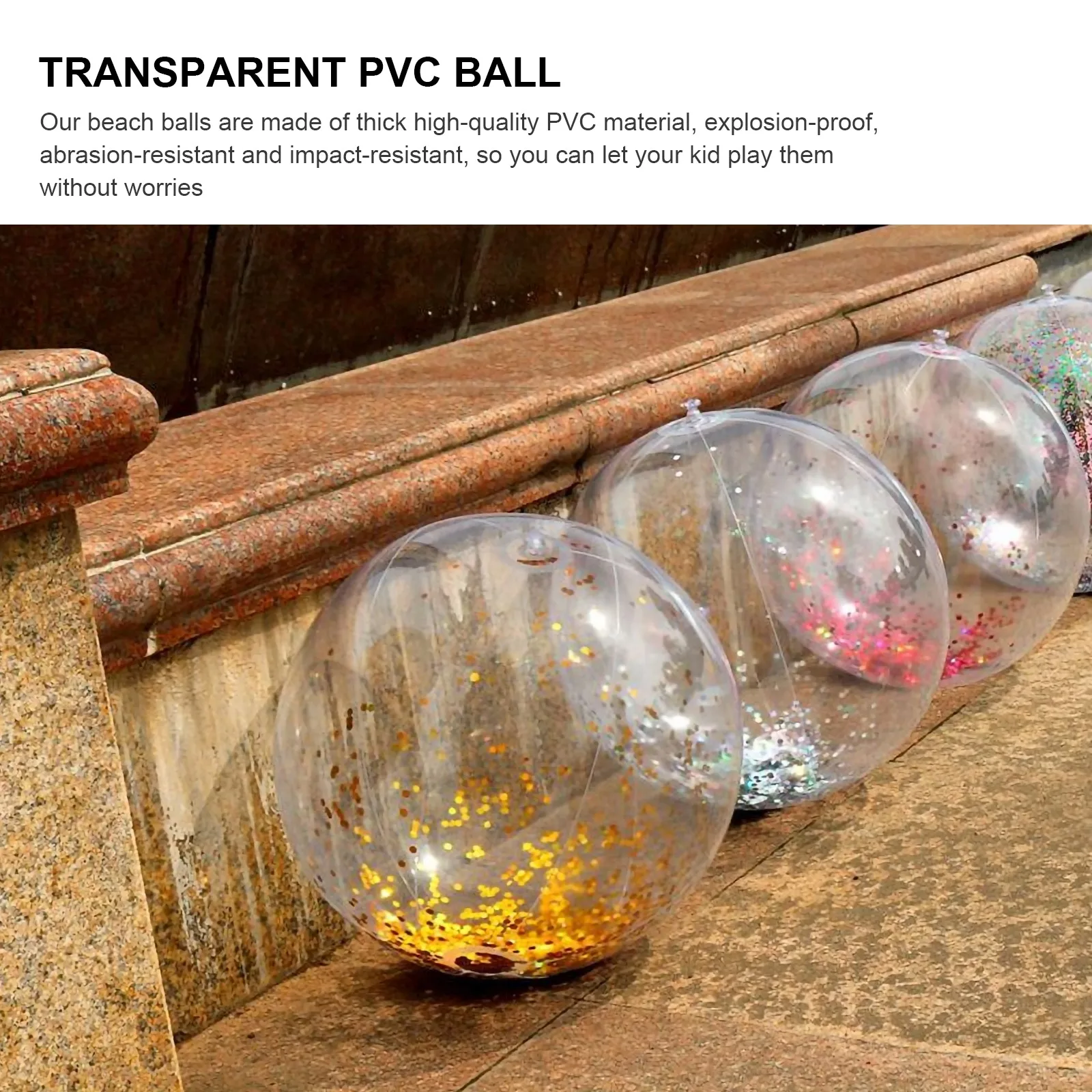 

3pcs 40cm Inflatable Beach Ball Toys PVC Beach Balls Playthings Sequin Beach Balls