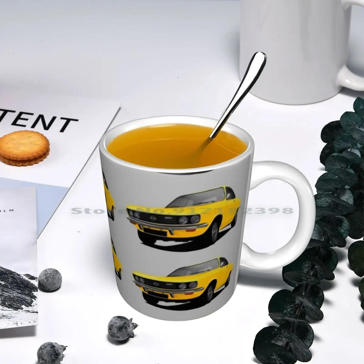 Желтый Opel Manta A-иллюстрация Керамические Кружки Кофейные чашки Кружка для молока