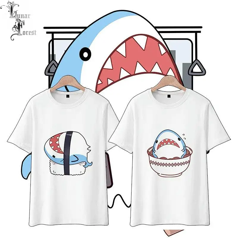 

Футболка с 3D-принтом милой маленькой акулы, летняя модная футболка с круглым вырезом и коротким рукавом, популярная японская уличная одежда...