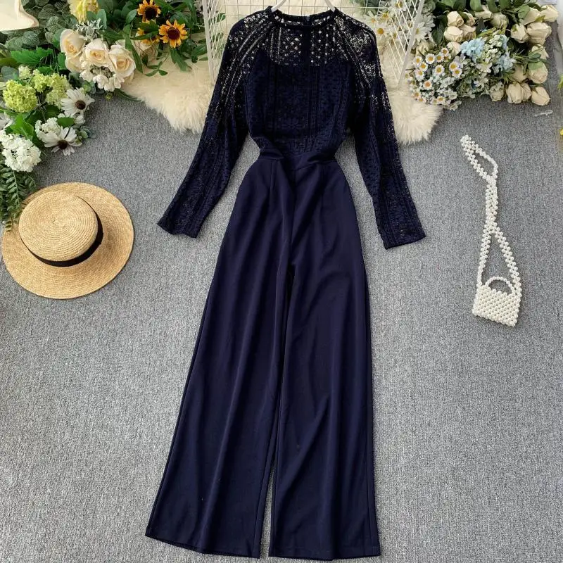 MUMUZI сексуальные перспективные кружевные шовные комбинезоны с длинными рукавами