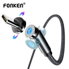 Магнитный кабель FONKEN, вращающийся на 540 градусов, Тип C, Магнитный зарядный кабель Micro USB, Магнитный зарядный шнур, магнитный кабель для Iphone 11 8