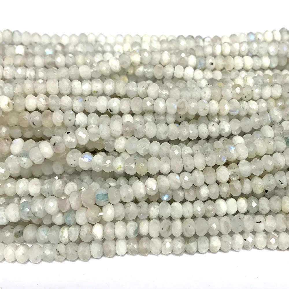 Veemak Moonstone Natural DIY Necklace Bracelets Earrings Ring Faceted Small Rondelle Crystal Gemstones Beads For Jewelry Making