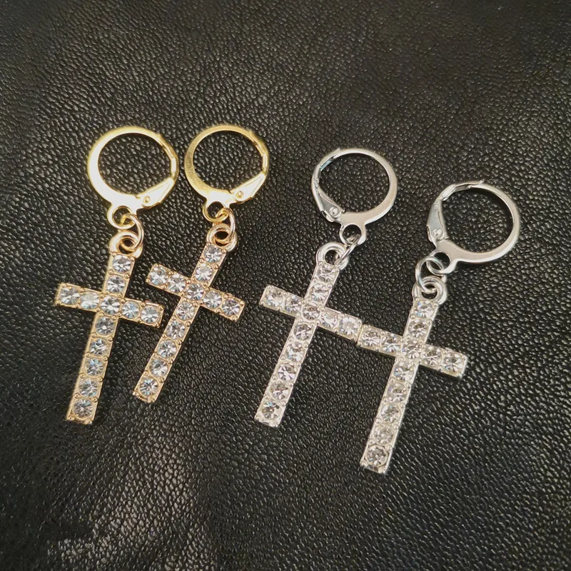 

Модные серьги-подвески в виде креста с мозаичным кубическим цирконием, простые и элегантные аксессуары, универсальное искусство для женщин...