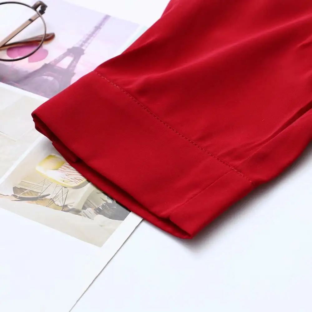 

Plus size short sleeve loose chiffon women blouse 2020 new summer casual ladies soft shirts female tops solid black wine