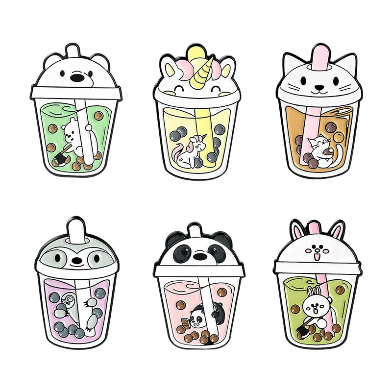 

Milk Tea Animal Brooch Milk Tea Pet Brooch Kitten Milk Tea Brooch Creative Cute Bear Animal Shape Brooch Pearl Milk Tea Brooch