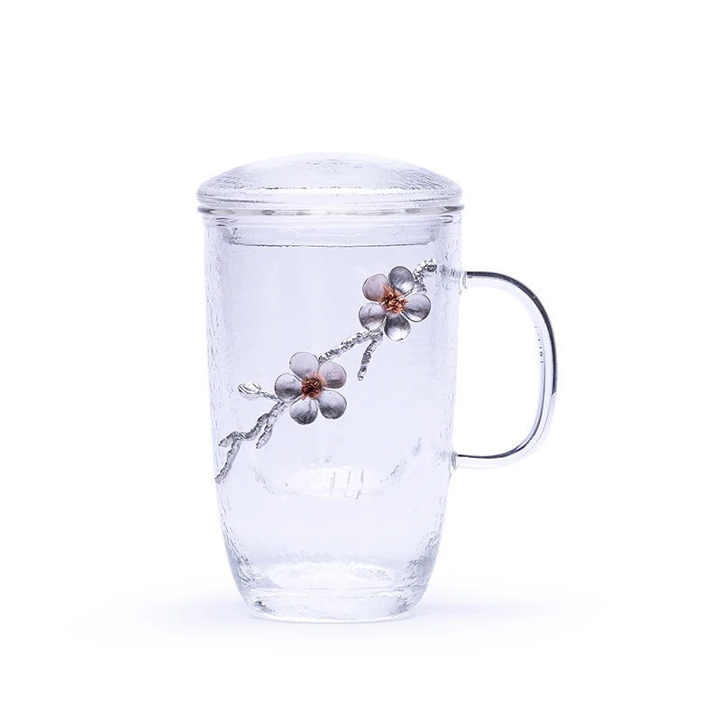 

Thickened Hammer-Pattern Heat-resistant Glass Tea Separation Cup Liner Filtration Office Tea Cup Household Tea Set Personal Cup