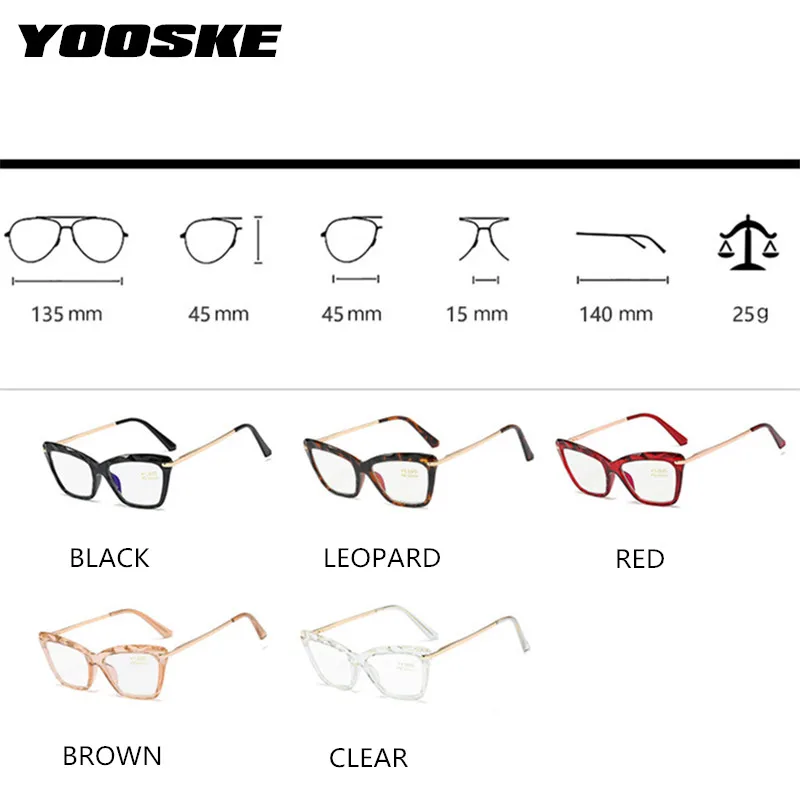

YOOSKE Anti-blue light Reading Glasses Women Fashion Design Big Frame Presbyopia Eyewear Diopter +1.0 +1.5 +2.0 +2.5 +3.0