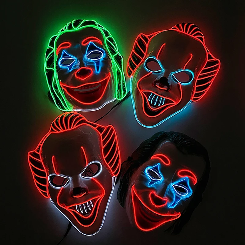 Маска для лица клоуна на Хэллоуин светящиеся светодиодсветодиодный маски маска