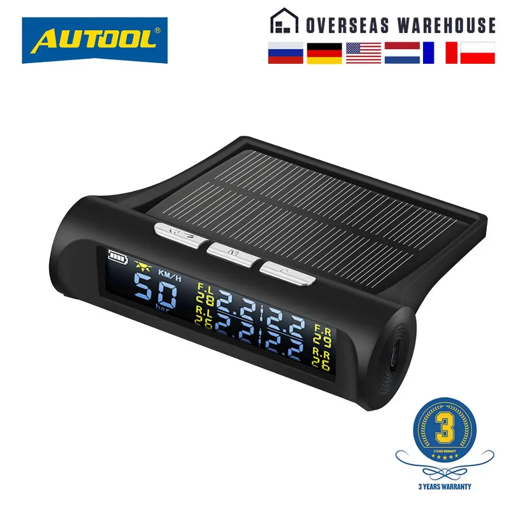 AUTOOL TW500 автомобильные TPMS система контроля давления в шинах солнечной энергии и HUD