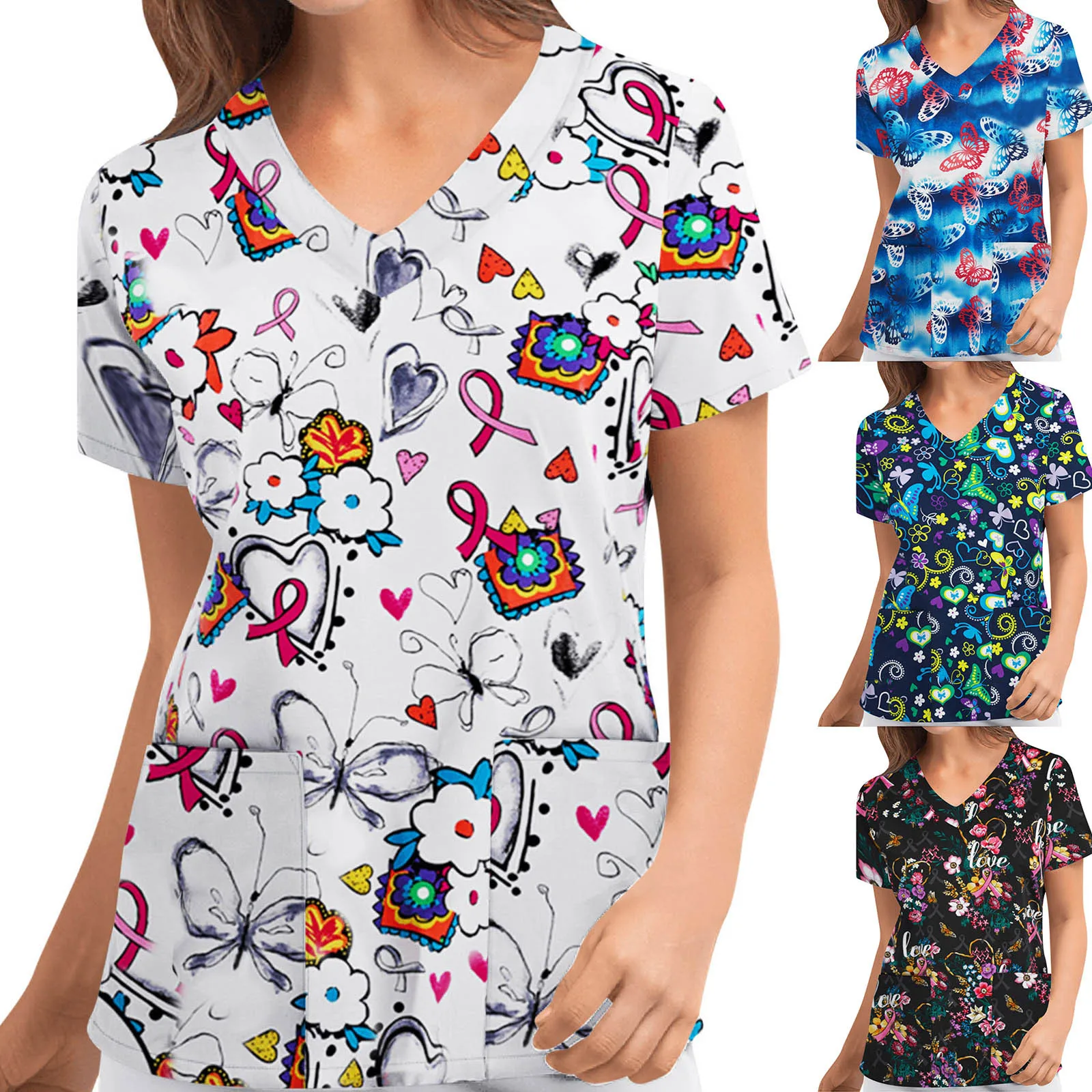 

Women Plue Size Animal Print Casual Short Sleeve V-neck Carer Top