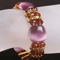 popular purple cat eye stone beads stretch bracelets fashion crystal beads bracelets gcb1157