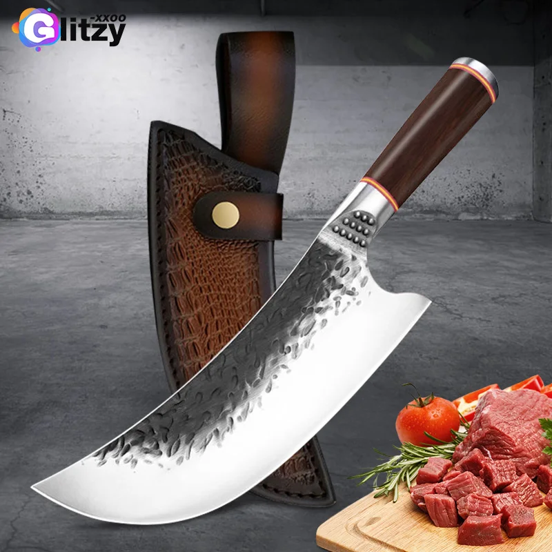 

Шеф-повар, нож мясника из высокоуглеродистой стали, кованые кухонные ножи ручной работы, китайский нож для нарезки мясника, кухонный инстру...