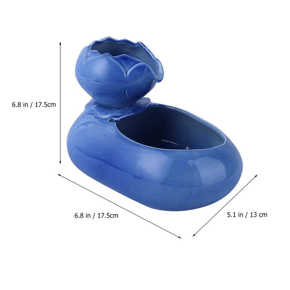 

1pc Pet USB Water Dispenser Ceramic Cat Waterbowl Retro Ceramic Waterer (Blue)