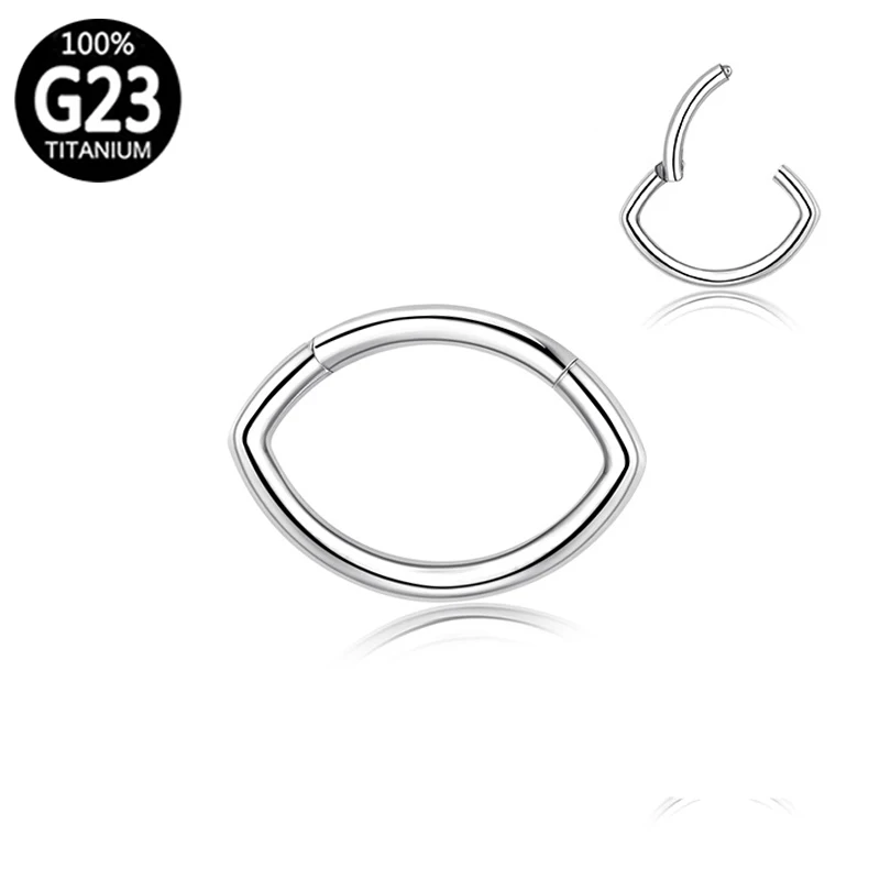 

New 2021 G23 Titanium Septum Hoop Eye Nose Ring Hinged Segment Ear Perforated tragus Lip shape Helix Lip Piercing Body Jewelry