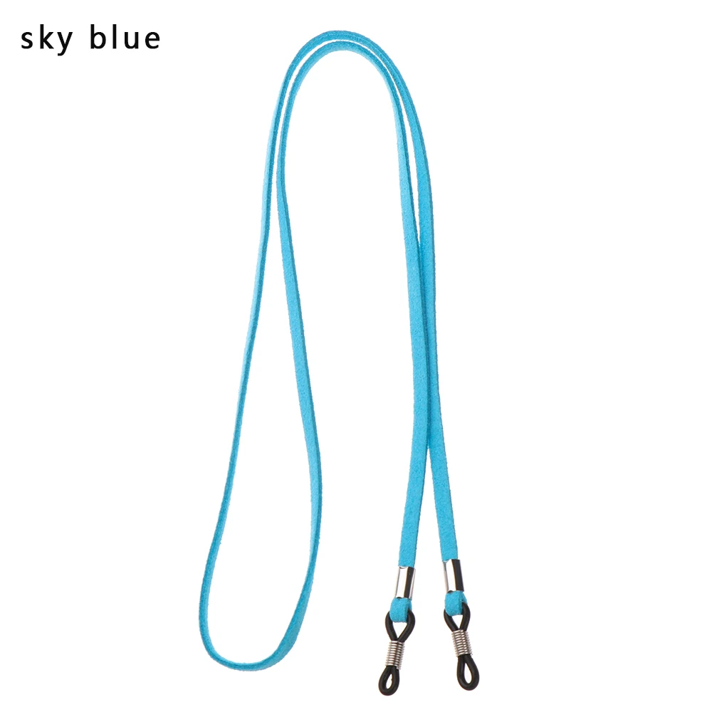 sky blue HOOH цветные кожаные очки, ремешок для шеи, веревочная лента, 4 цвета, 1 шт., кожаный шнурок для очков, регулируемый держатель для очков - Цвет: sky blue